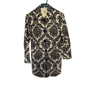 Harolds Coat Cream Black Filagree pattern Lightweight Lined Womans XS